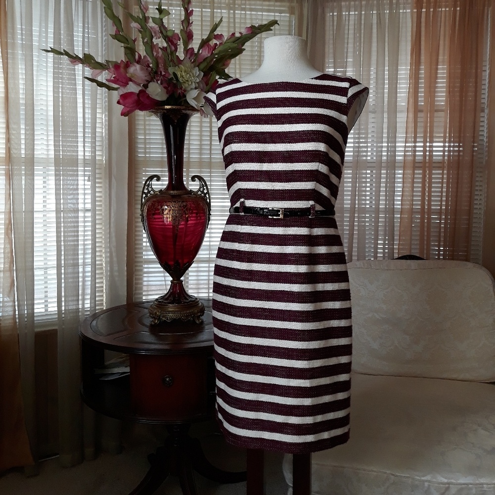 Banana republic maroon striped dress